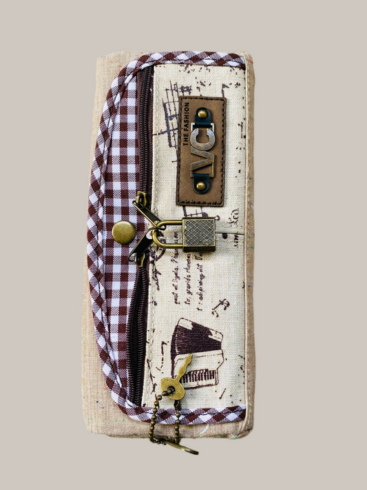 Trendy Lock Style with Key Kids Geometry Retro Zip Pouch for Boys & Girls