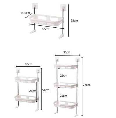 White Plastic Shelf 3 Tier Multifunctional Kitchen Bathroom Corner Shelf 3 Piece Bathroom Shelf Over Toilet