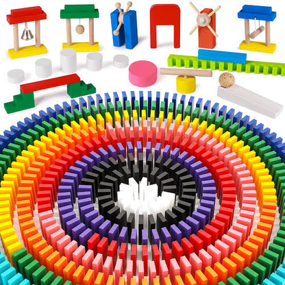 100pcs Wooden Domino Blocks – Colorful Set
