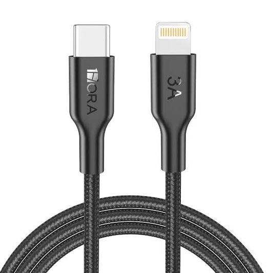 1HORA 3A 1m USB Type-C to Lightning Fast Charging and Data Sync Nylon Braided Cable