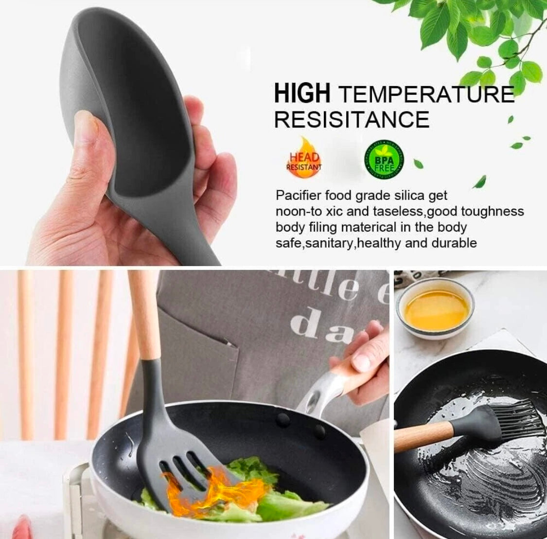 Kitchen Silicone Cookware Set, 12-piece Non-stick Cookware, Heat-resistant, BPA-free, Cooking Tools, Stirring Kitchen Tool Set