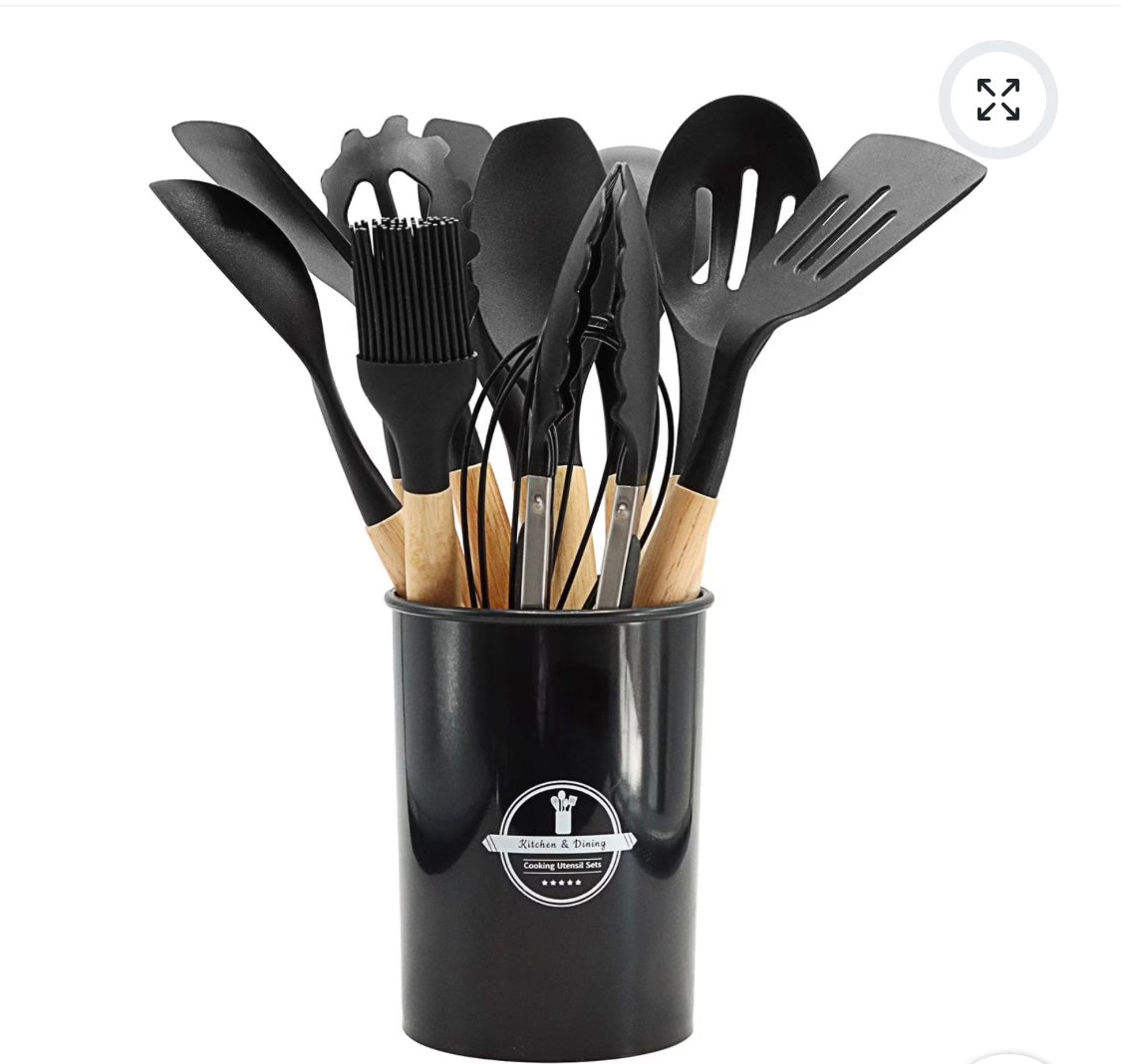 Kitchen Silicone Cookware Set, 12-piece Non-stick Cookware, Heat-resistant, BPA-free, Cooking Tools, Stirring Kitchen Tool Set