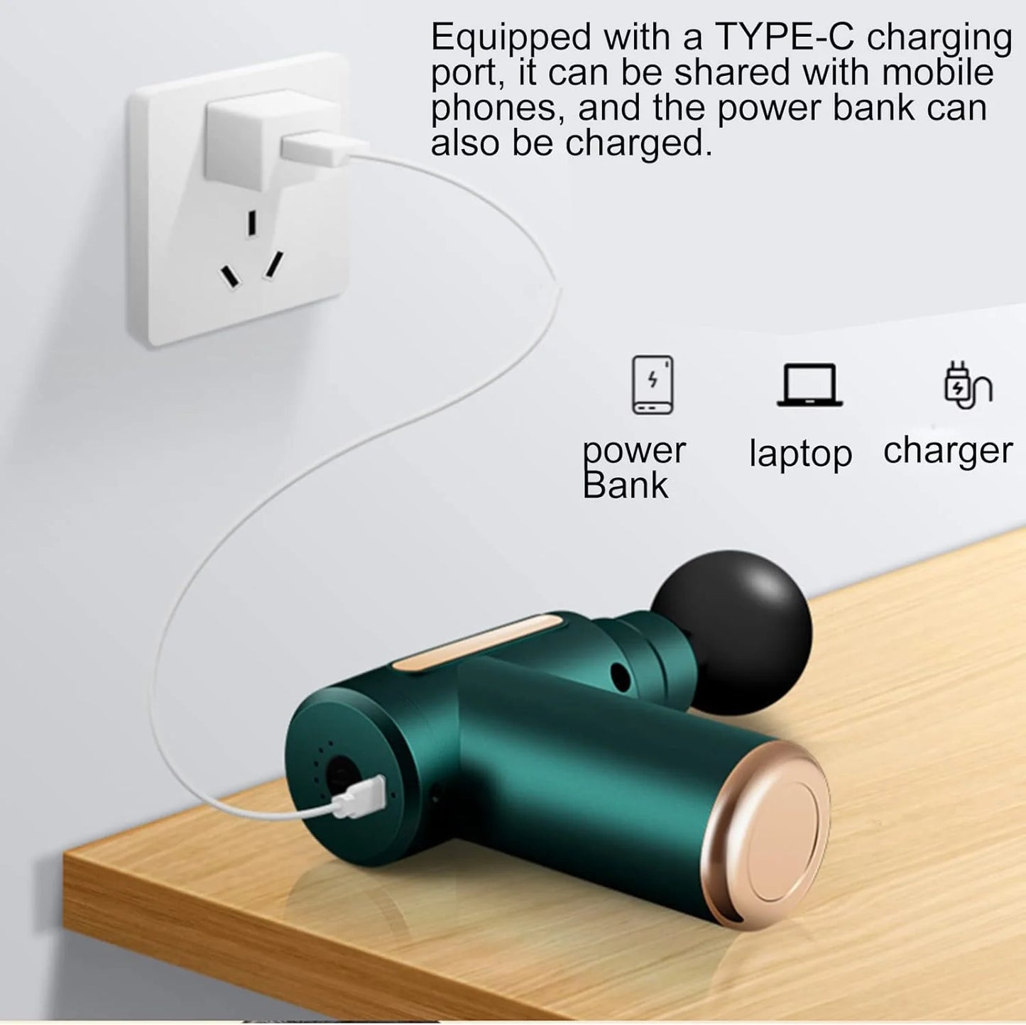 Handheld Muscle Massage Gun Deep Tissue Percussion Muscle Massager Gun Cordless Electric Massagers Neck Back with Massage Head for Workout Relaxation Sore Muscle and Stiffness