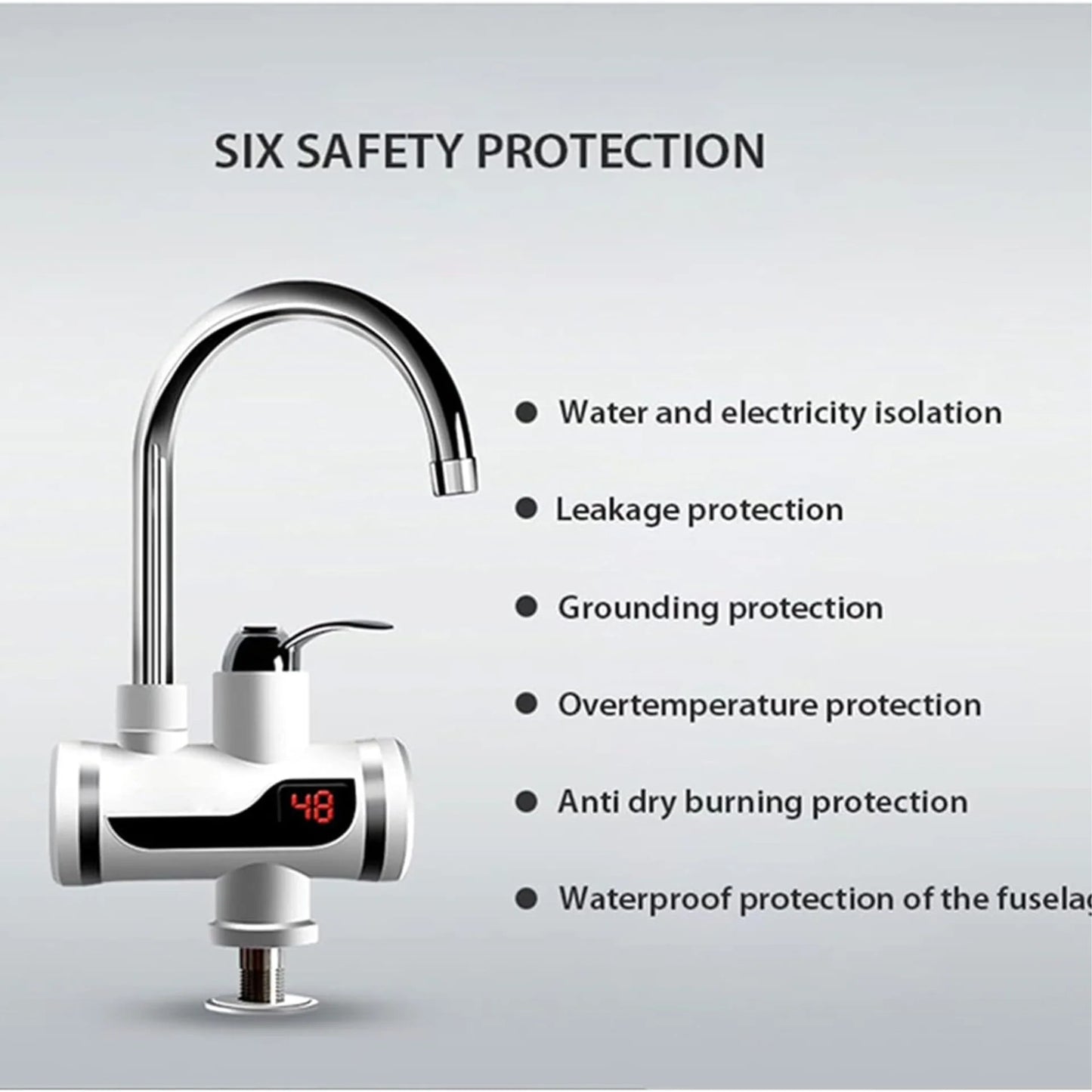 220V Hot Water Heater Faucet Instant Tankless Water Heater Electric Kitchen Bathroom Fast Heating Tap Water Faucet with LED Digital Display