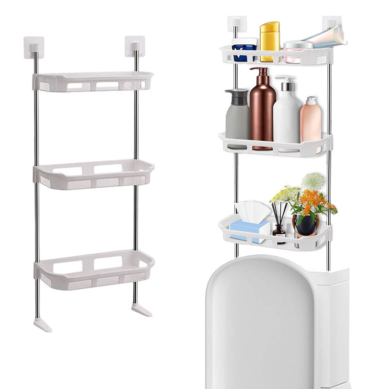 White Plastic Shelf 3 Tier Multifunctional Kitchen Bathroom Corner Shelf 3 Piece Bathroom Shelf Over Toilet