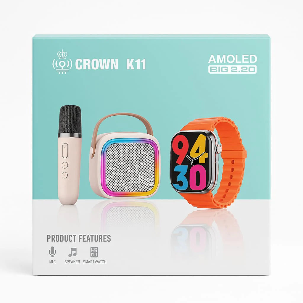 Smart Combo Set – Smartwatch, BtSpeaker & Wireless Mic (AMOLED Display)