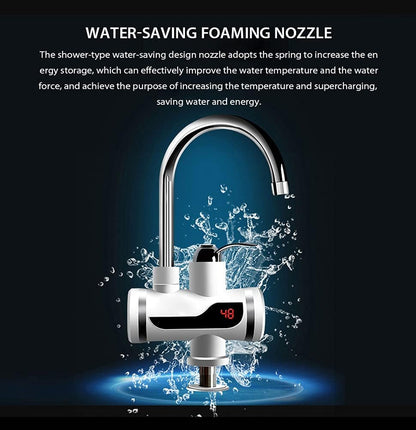 220V Hot Water Heater Faucet Instant Tankless Water Heater Electric Kitchen Bathroom Fast Heating Tap Water Faucet with LED Digital Display