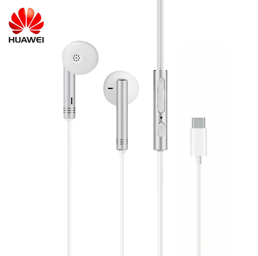 Genuine Huawei USB Type C Earphones With Mic Compatible All Phones - White