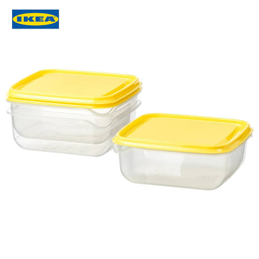 Ikea PRUTA Food Container, Transparent/Yellow0.6 l (20 Oz) ( Pack of 3 )