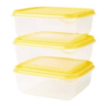 Ikea PRUTA Food Container, Transparent/Yellow0.6 l (20 Oz) ( Pack of 3 )