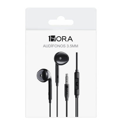 1HORA Lateral 3.5mm AUX Deep Bass Stereo Earphones with Mic and Call Control