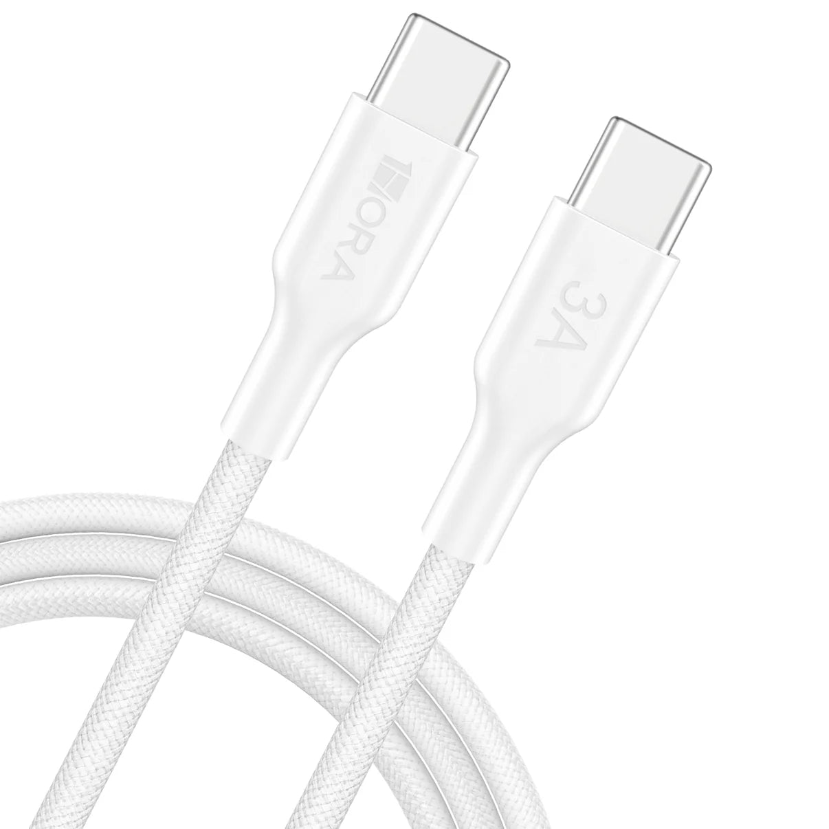 1HORA 3A 1m USB Type-C to USB Type-C Fast Charging and Data Sync Nylon Braided Cable