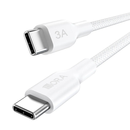 1HORA 3A 1m USB Type-C to USB Type-C Fast Charging and Data Sync Nylon Braided Cable