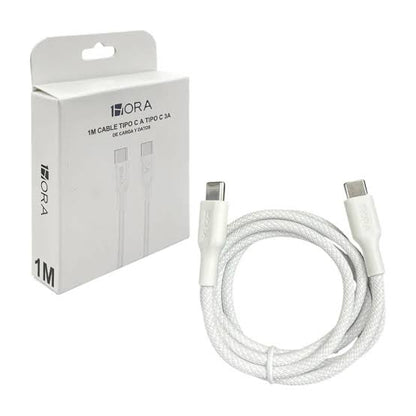 1HORA 3A 1m USB Type-C to USB Type-C Fast Charging and Data Sync Nylon Braided Cable