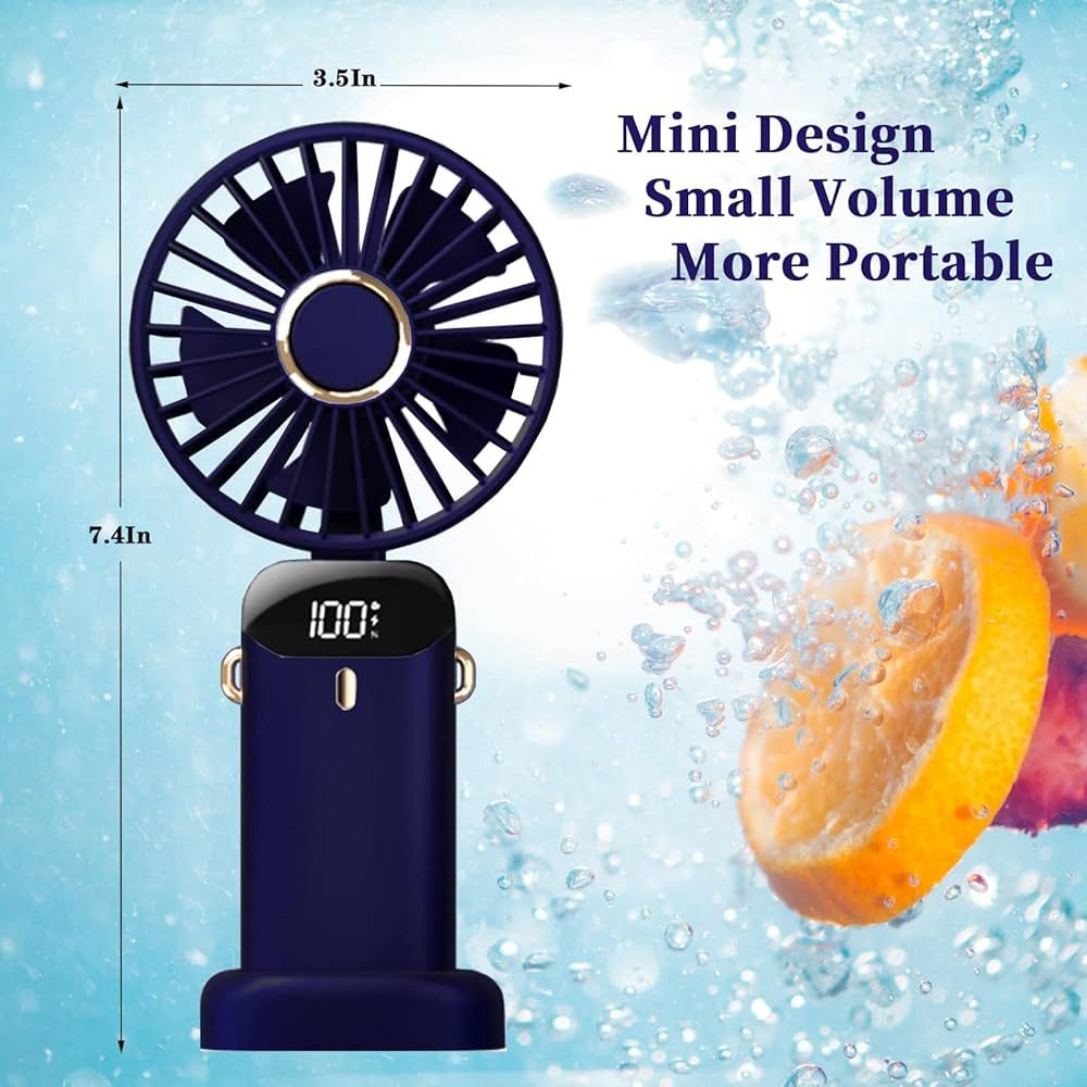 Mini Handheld Fan Foldable Personal Portable Fan with 5 Speed (Deep Sea Blue)
