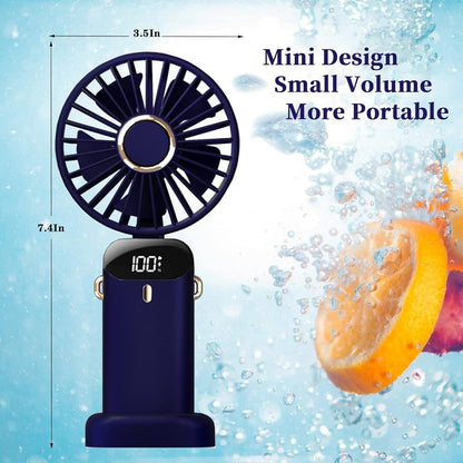 Mini Handheld Fan Foldable Personal Portable Fan with 5 Speed (Deep Sea Blue)