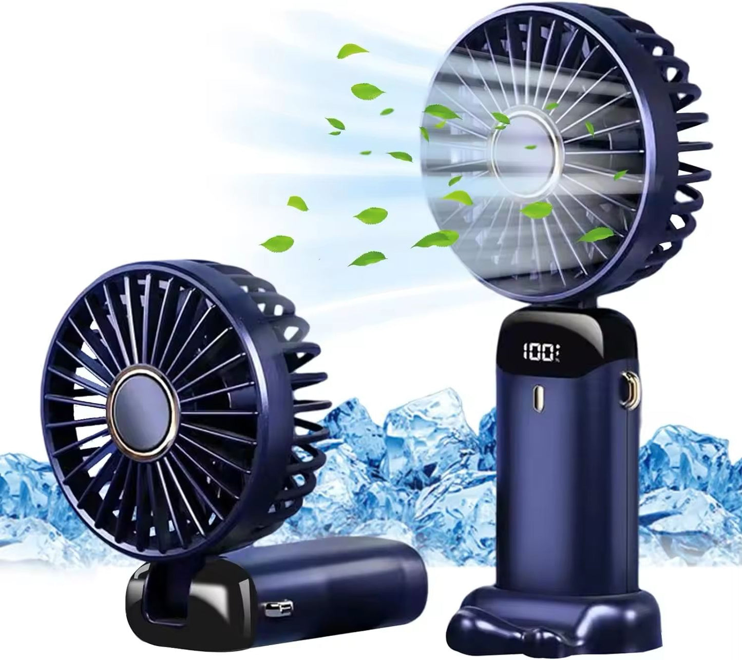 Mini Handheld Fan Foldable Personal Portable Fan with 5 Speed (Deep Sea Blue)