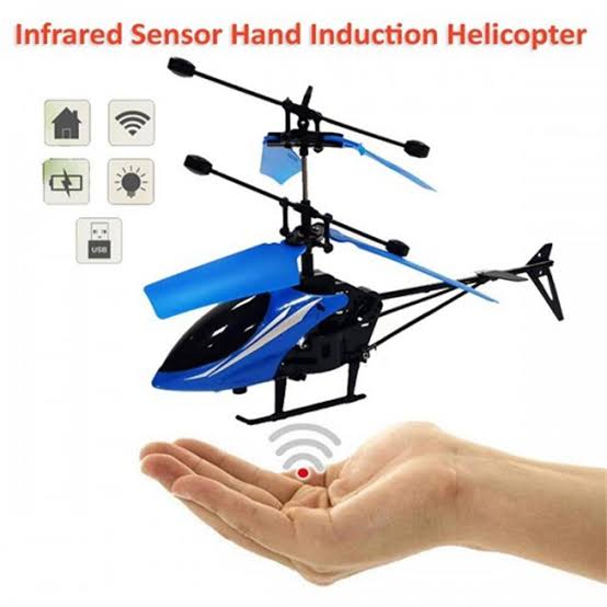 Hand Sensor Flying Helicopter with USB Charging Cable – Rechargeable & Multicolor (20cm)