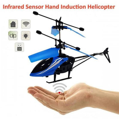 Hand Sensor Flying Helicopter with USB Charging Cable – Rechargeable & Multicolor (20cm)