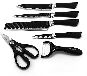 Set of 4 Stainless Steel German knives With Peeler and Scissors Brand EVERRICH Ideal For Any Kitchen