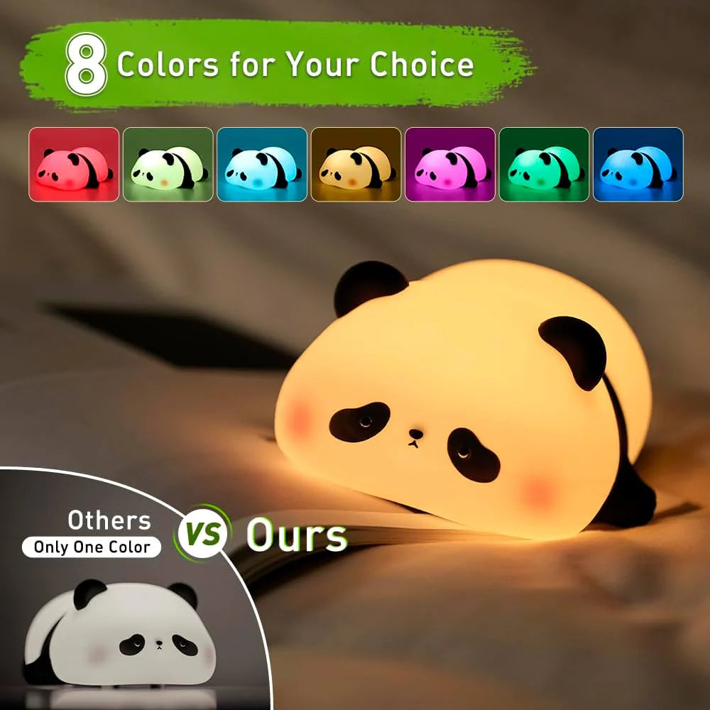 Rgb Panda Lamp Cute Rechargeable Sleeping Panda Night Light Silicone Nursery Lamp With Seven Color Changing