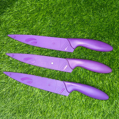 3Pcs 13" Long Multi-Purpose Anti Rust Coating Chef Knife Kitchen Essentials, Regular, Solid Color Sharp Blade Knives