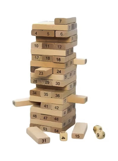 Jenga Wooden Blocks 54 Pieces with 4 Dice Kids & Adults Fun