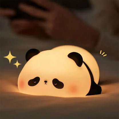 Rgb Panda Lamp Cute Rechargeable Sleeping Panda Night Light Silicone Nursery Lamp With Seven Color Changing