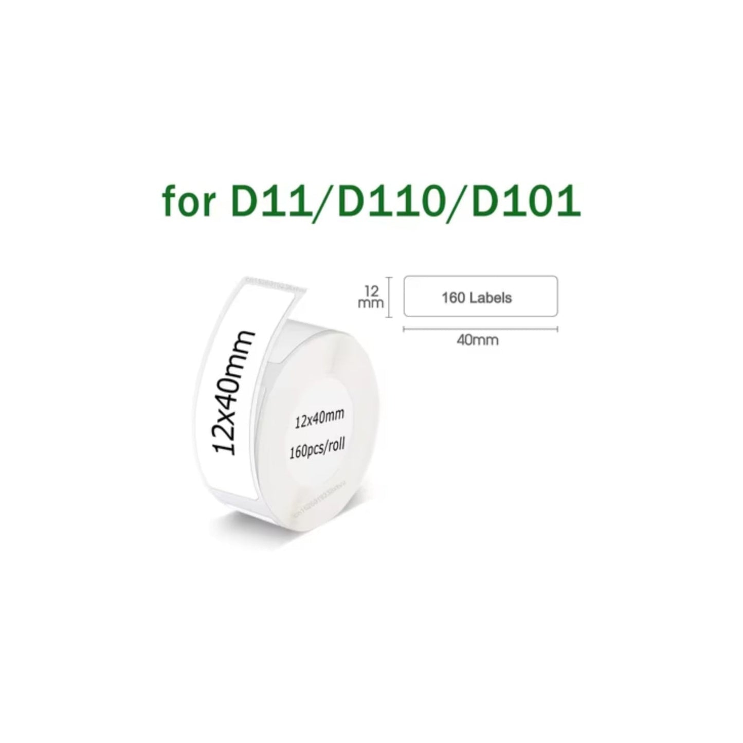 1PCS Label Printer Roll Adhesive Sticker Niimbot D101 D11 D110 Label Tape Paper 15*30mm,15*50mm,12*22mm,12*30mm,12*40mm Waterproof White Labels Roll Paper for Niimbot Label Maker