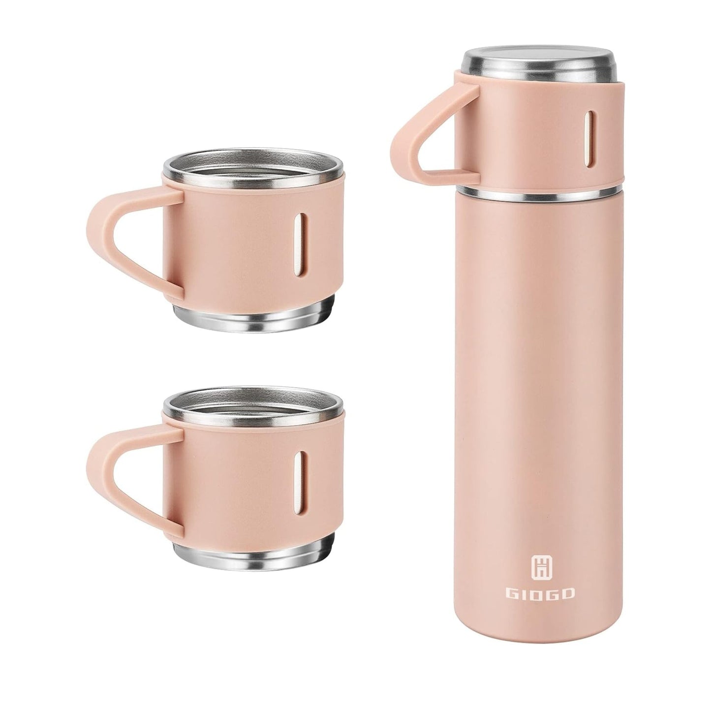 Gift Pack Set Stainless Steel Vacuum Flask Set with 3 Steel Cups Combo Coffee Hot Drink and Cold Water Flask Ideal Gifting Travel Friendly Latest Flask Bottle for Hot and Cold Drink Flask Bottle 500ml