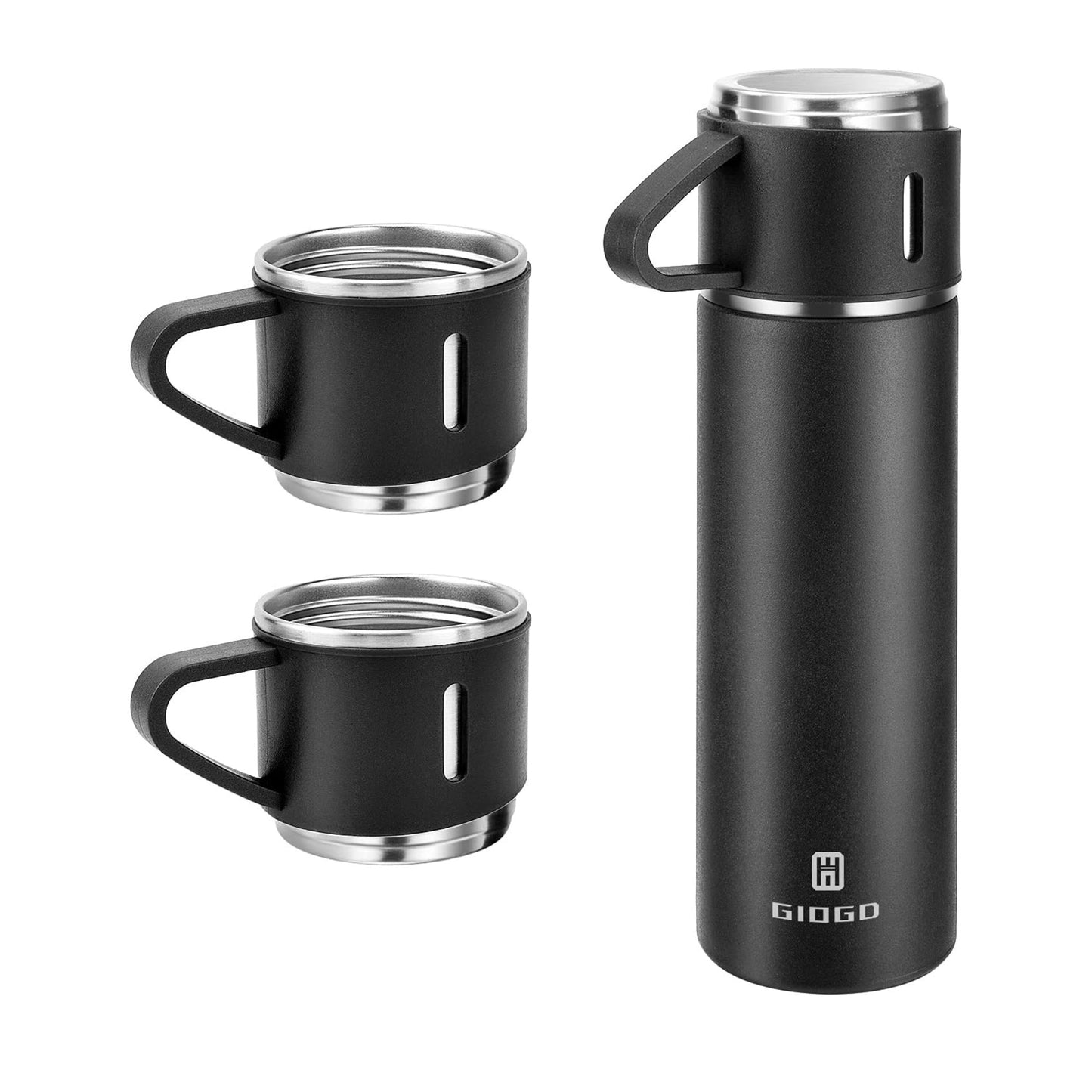 Gift Pack Set Stainless Steel Vacuum Flask Set with 3 Steel Cups Combo Coffee Hot Drink and Cold Water Flask Ideal Gifting Travel Friendly Latest Flask Bottle for Hot and Cold Drink Flask Bottle 500ml