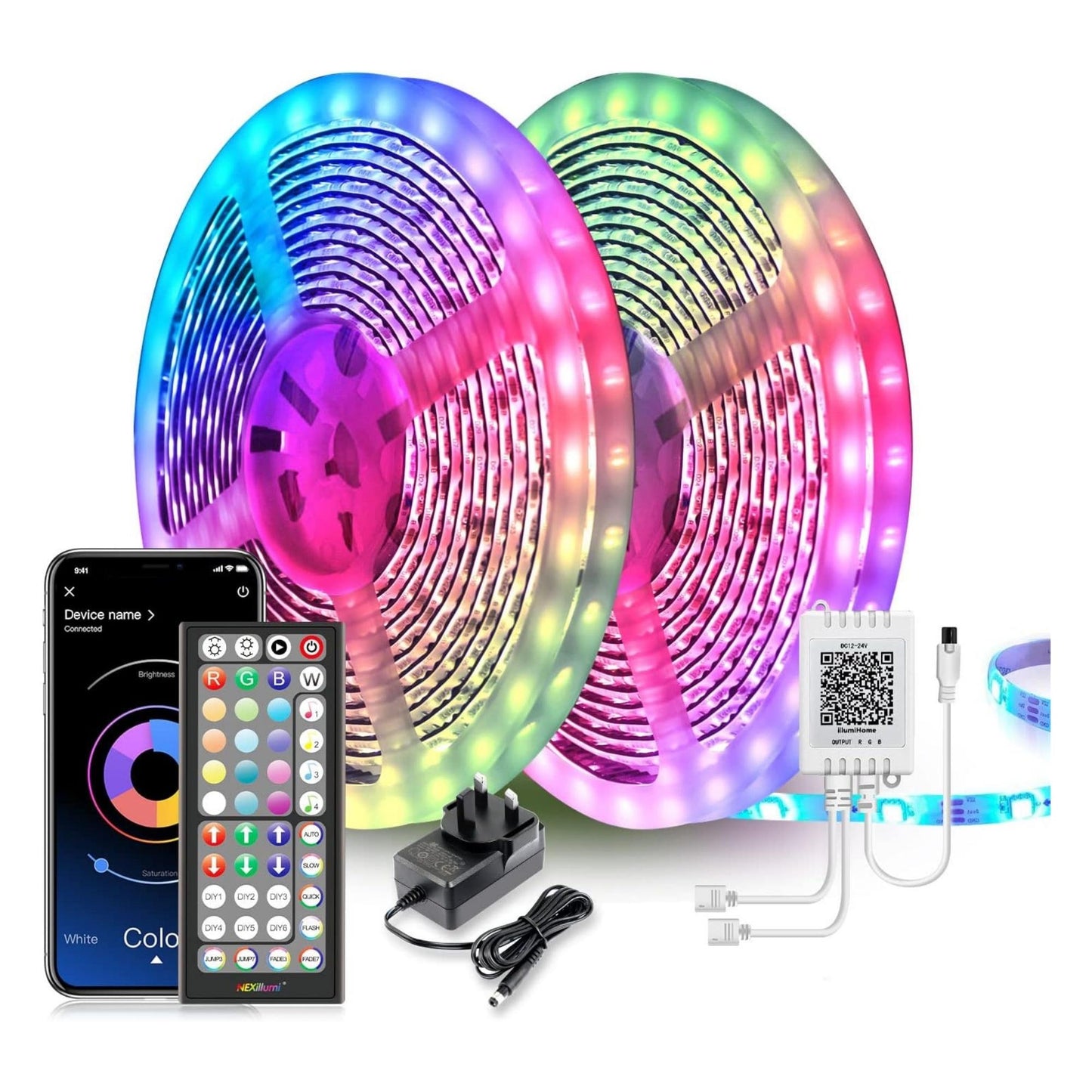 Mexllex LED Strip Light 30m (2 Rolls of 15m) Ultra-Long Music Sync, App Control with Remote, RGB Tape for Bedroom [Energy Class A++]