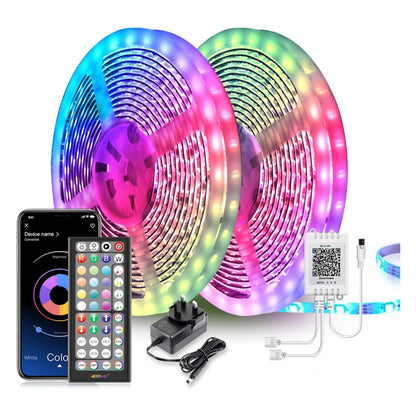 Mexllex LED Strip Light 30m (2 Rolls of 15m) Ultra-Long Music Sync, App Control with Remote, RGB Tape for Bedroom [Energy Class A++]