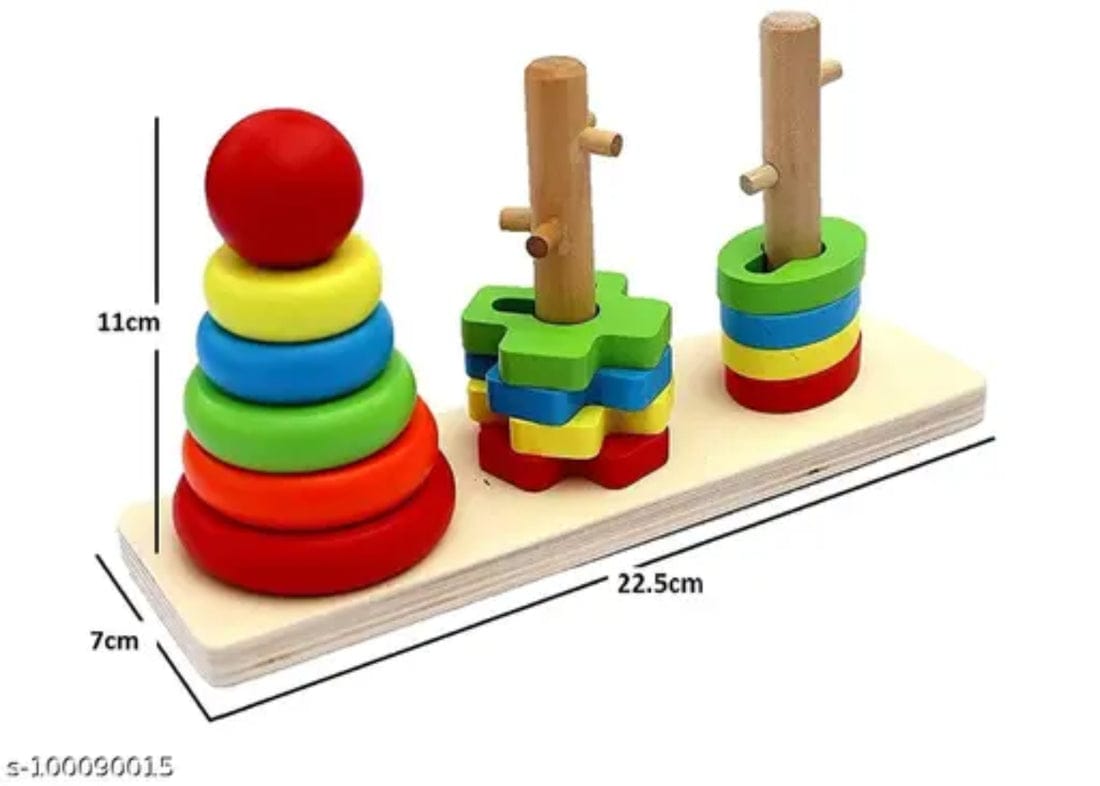 Wooden Toy Rainbow Tower Small (3 Column With Box)