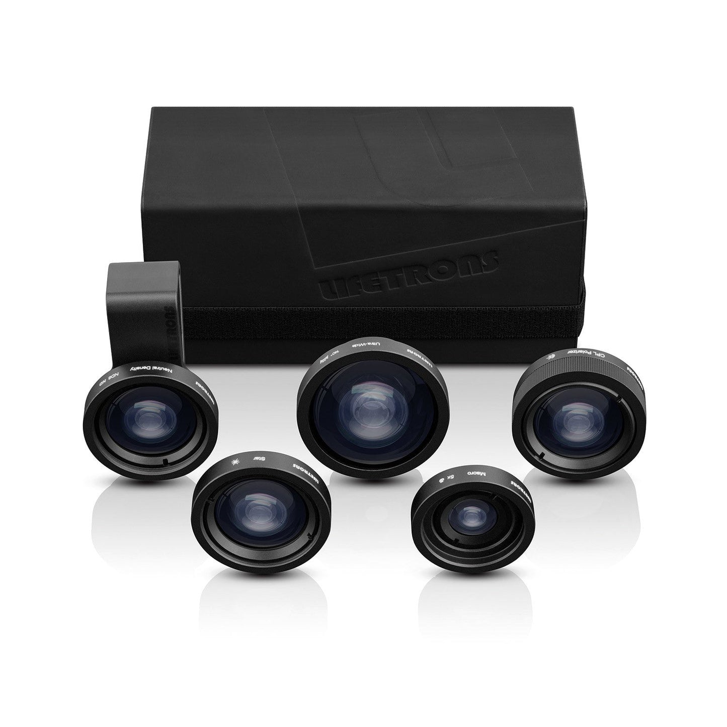 Lifetrons 5 In 1 Photo Essentials Premium Lens Set - for Smartphones & Tablets - Includes 5 Lenses ( Neutral Density (ND8) Lens, 5x Macro Lens, Star Lens,  Polarized Lens , Ultra-Wide (140°) Lens)