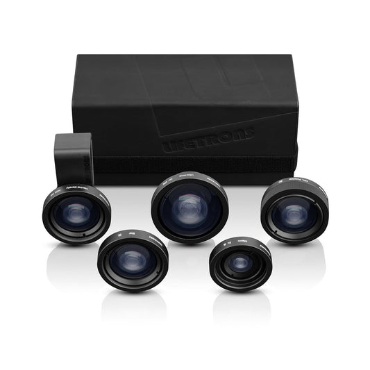 Lifetrons 5 In 1 Photo Essentials Premium Lens Set - for Smartphones & Tablets - Includes 5 Lenses ( Neutral Density (ND8) Lens, 5x Macro Lens, Star Lens,  Polarized Lens , Ultra-Wide (140°) Lens)