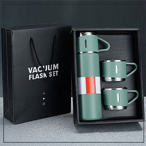 Gift Pack Set Stainless Steel Vacuum Flask Set with 3 Steel Cups Combo Coffee Hot Drink and Cold Water Flask Ideal Gifting Travel Friendly Latest Flask Bottle for Hot and Cold Drink Flask Bottle 500ml