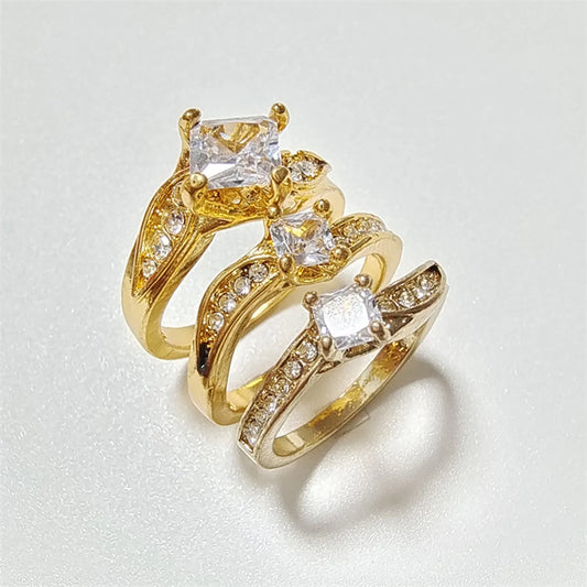 Finger Bands Western Style Micro-Inlaid Zircon Three Pieces of Rings