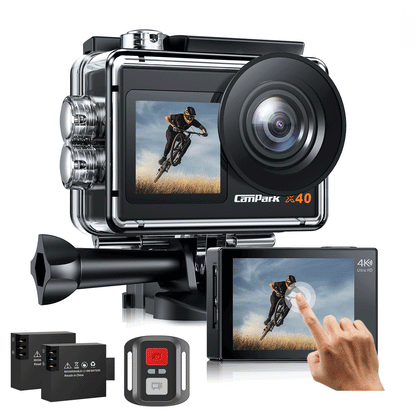 Campark X40 4K 30FPS Action Camera 20MP Sports Camera 131 Ft Waterproof Underwater Camera WiFi Vlog Camera EIS 4.0 Zoom Support External Mic Remote Control