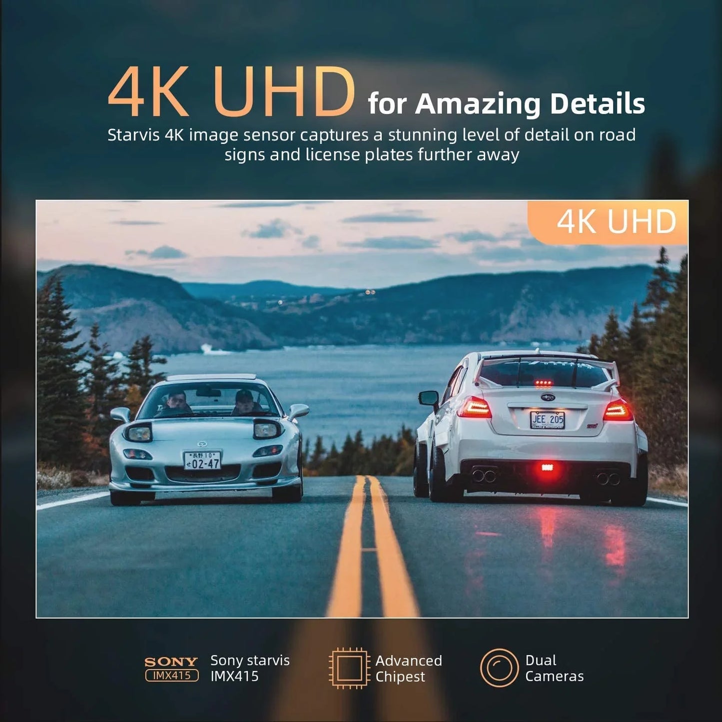 Like A New 4K 12" Mirror Dash Cam - Vantop H612T Front & Rear View Dual Dash Camera, IPS Touch Screen, Voice Control Cars Mirror Camera W/Night Vision Parking Monitor