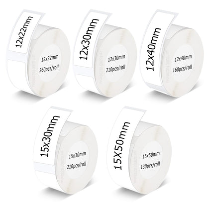 1PCS Label Printer Roll Adhesive Sticker Niimbot D101 D11 D110 Label Tape Paper 15*30mm,15*50mm,12*22mm,12*30mm,12*40mm Waterproof White Labels Roll Paper for Niimbot Label Maker