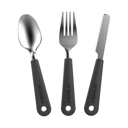 Stainless Steel 3-Piece Cutlery Set with Protective Case for Work, Travel, Lunch Boxes and Camping (Knife / Fork / Spoon)