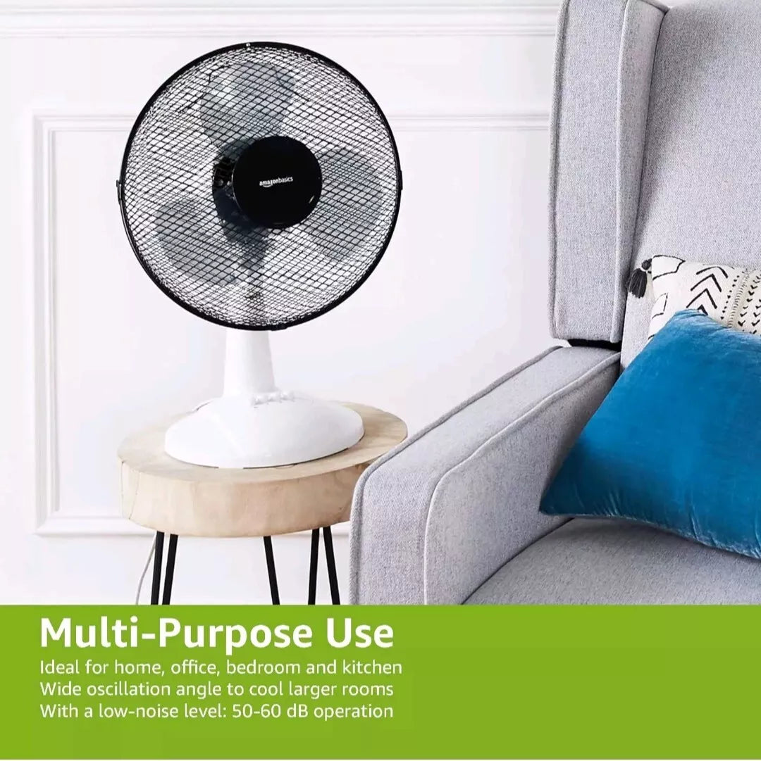 Amazon Basics 3-Speed Oscillating 20 inch Table Desk Fan with Tiltable Head, 40