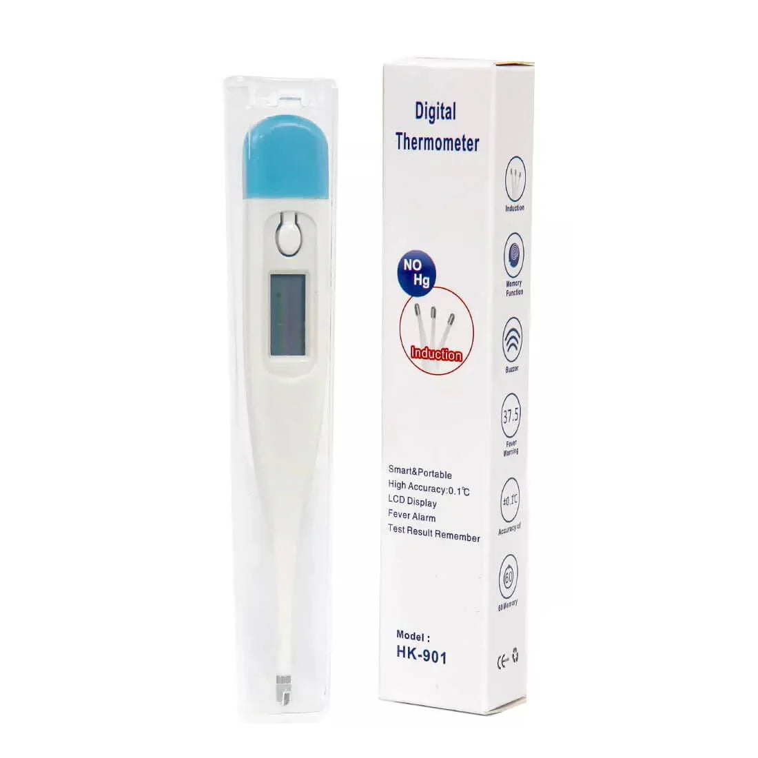 HK-901 | Digital Thermometer | Accurate, Fast, Easy to Read Digital Body Thermometers Adult Medical Digital LCD Temporal Thermometer Oral, Rectal, Underarm Thermometer Waterproof Basal Thermometer for Adults, Baby or Kids or Pet