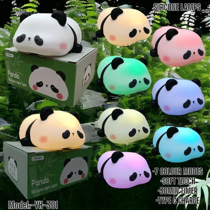 Rgb Panda Lamp Cute Rechargeable Sleeping Panda Night Light Silicone Nursery Lamp With Seven Color Changing